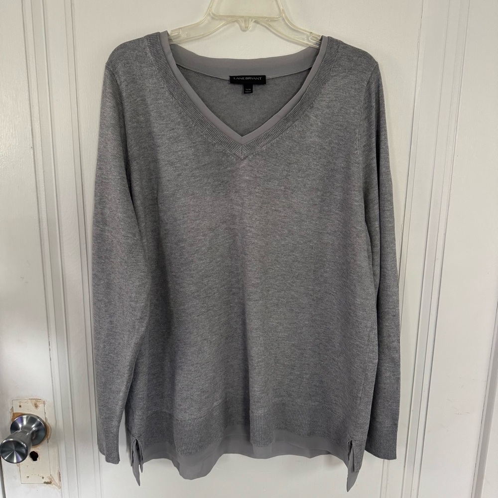 Lane Bryant Gray V-Neck Sweater